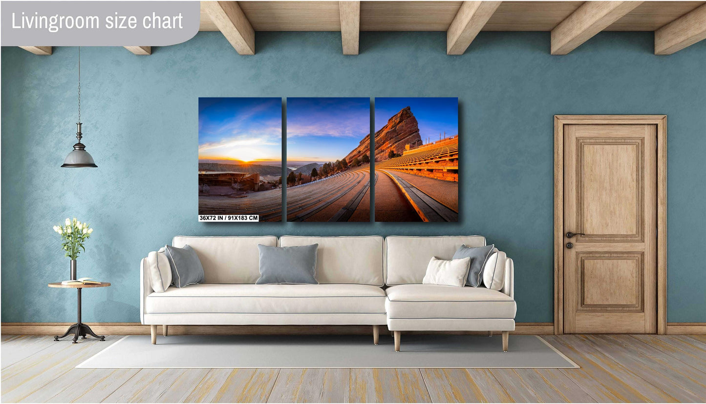 Red Rocks Landscape Print – Panoramic Sunrise Canvas Decor | Ready to Hang Art