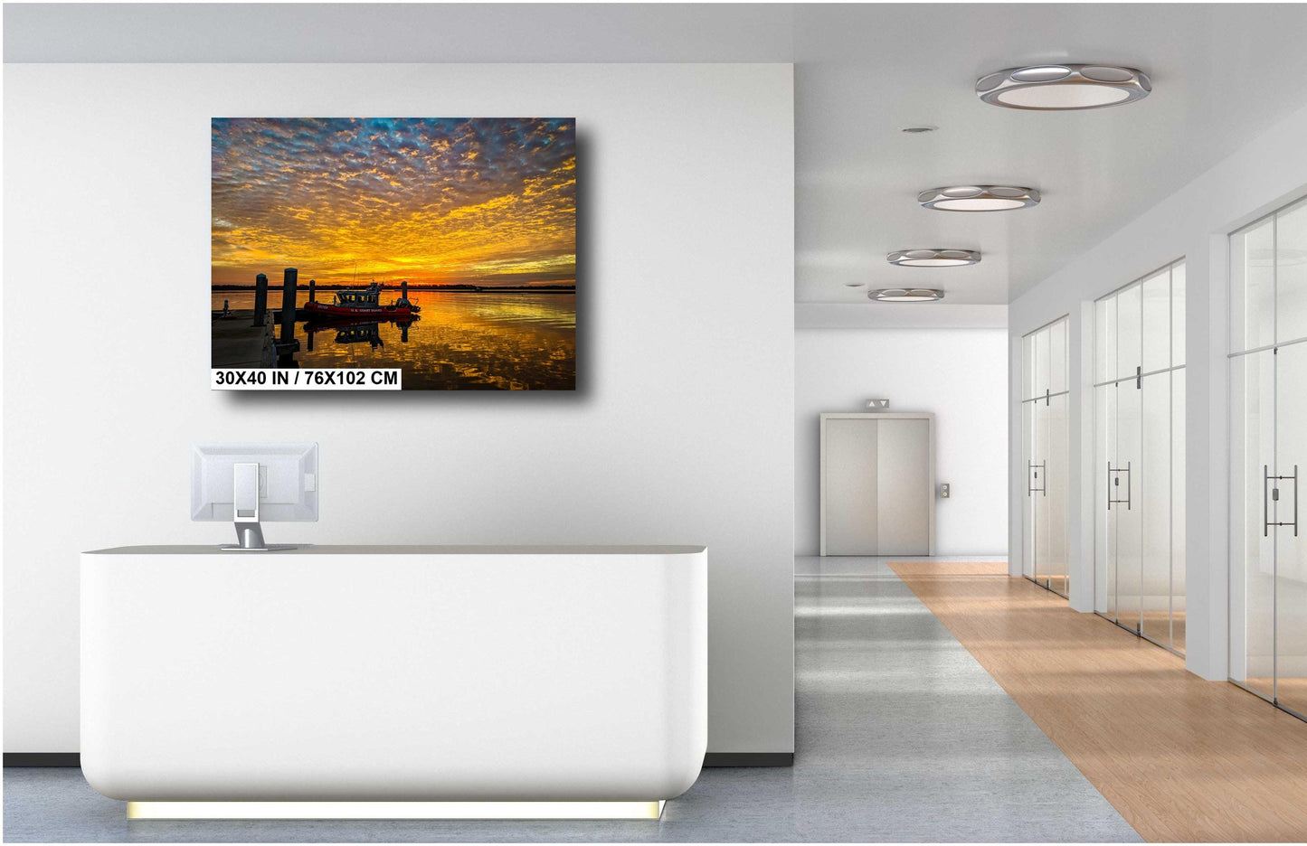 U.S. Coast Guard Wall Art – Nautical Photo Canvas | Vivid Sunrise Boat Print