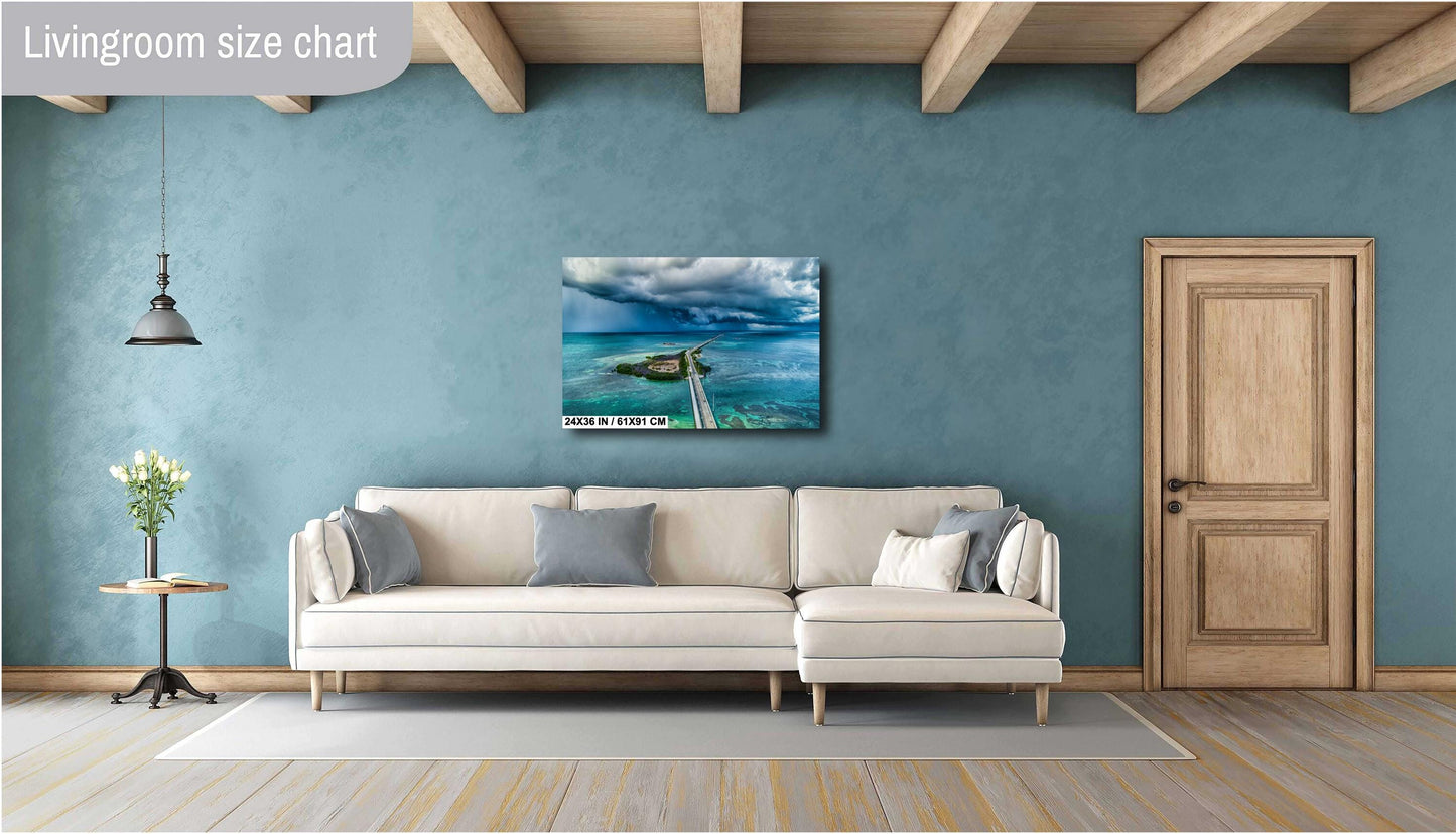Seven Mile Bridge Wall Art – Florida Keys Coastal Landscape Print | Ready To Hang Canvas