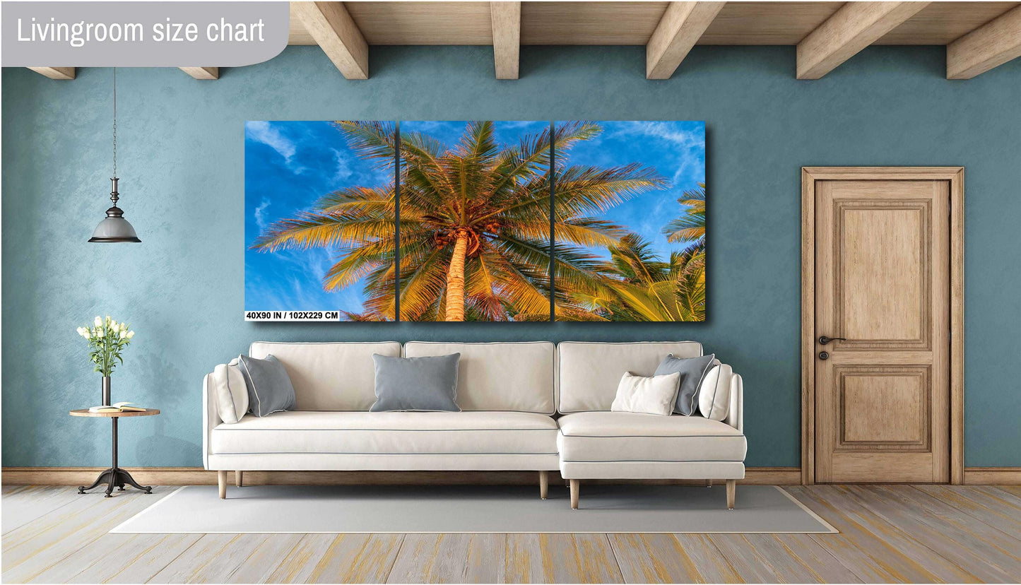Palm Tree Wall Art - Tropical Canvas Print & Metal Wall Decor for Beach House