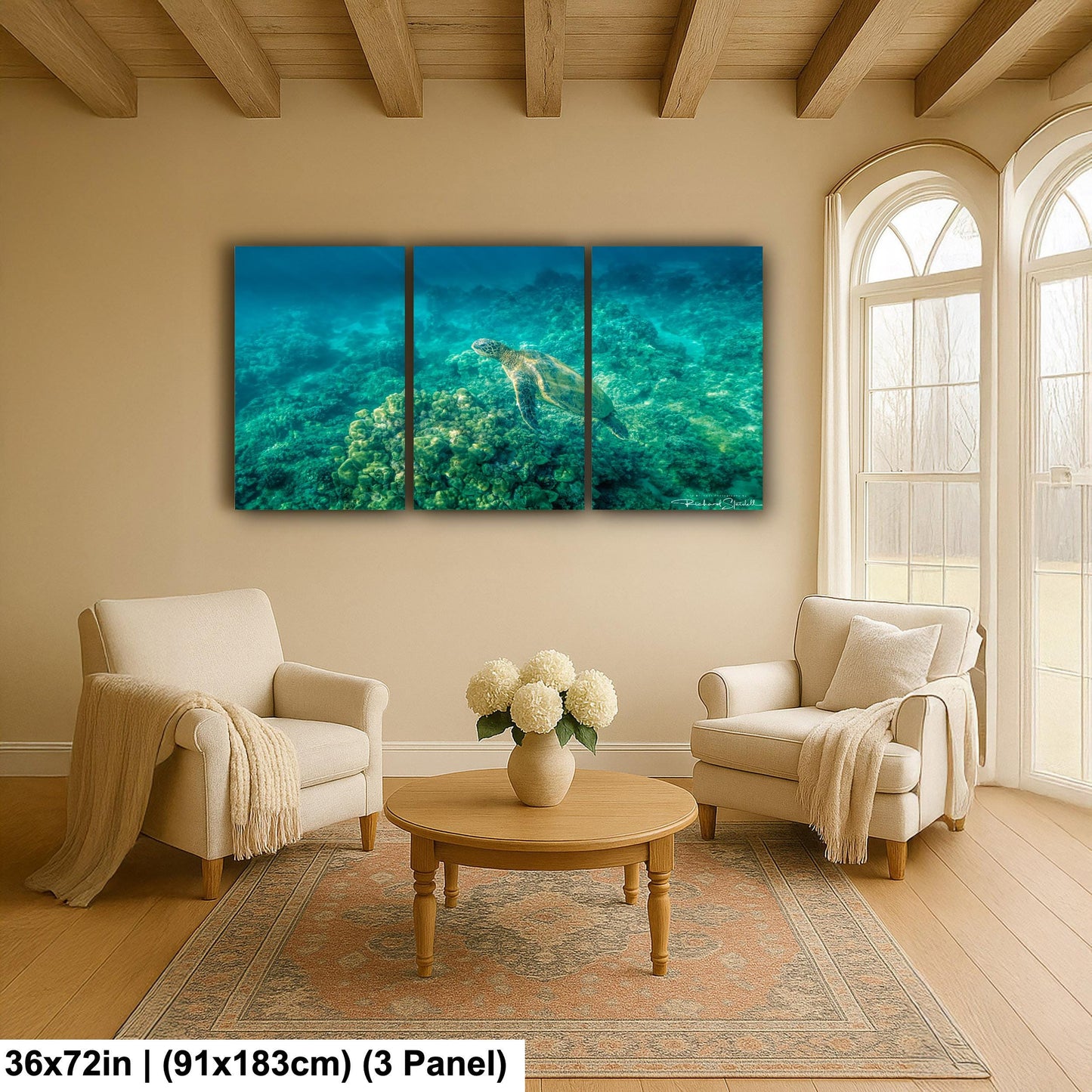 Sea Turtle Wall Art: Maui Ocean View - Tropical Coastal Decor