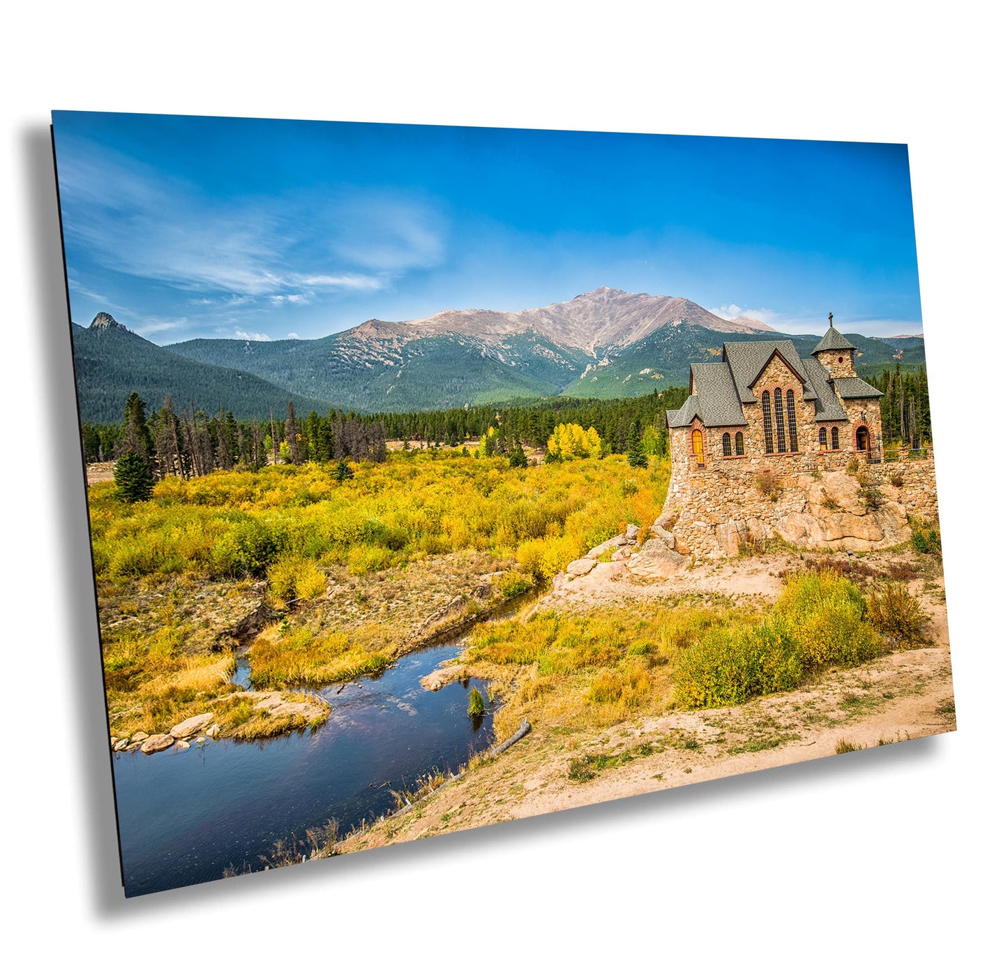 Chapel on the Rock Print - Rocky Mountain Wall Art | Colorado Nature Decor Canvas