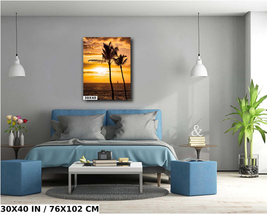 Maui Sunset Wall Art – Tropical Wall Decor | Hawaii Metal Print, Beach Scene Photo