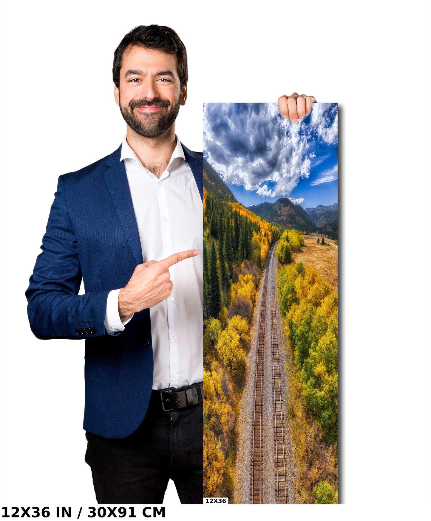 Railroad Wall Decor – Autumn Landscape Art | Rustic Train Canvas & Cozy Fall Vibes Gift