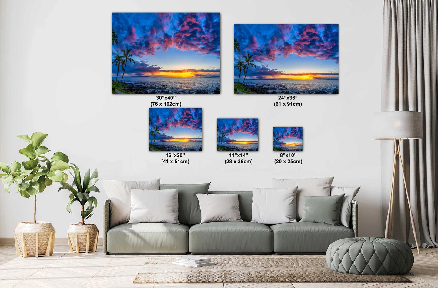 Maui Sunset Photo Print - Hawaii Wall Art | Palm Trees Canvas | Tropical Beach Decor