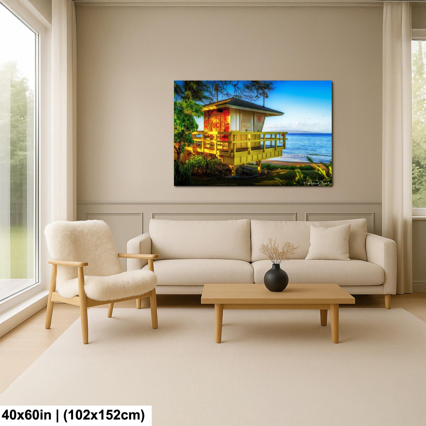 Maui Lifeguard Post Wall Art - Tropical Coastal Print | Ready to Hang Canvas