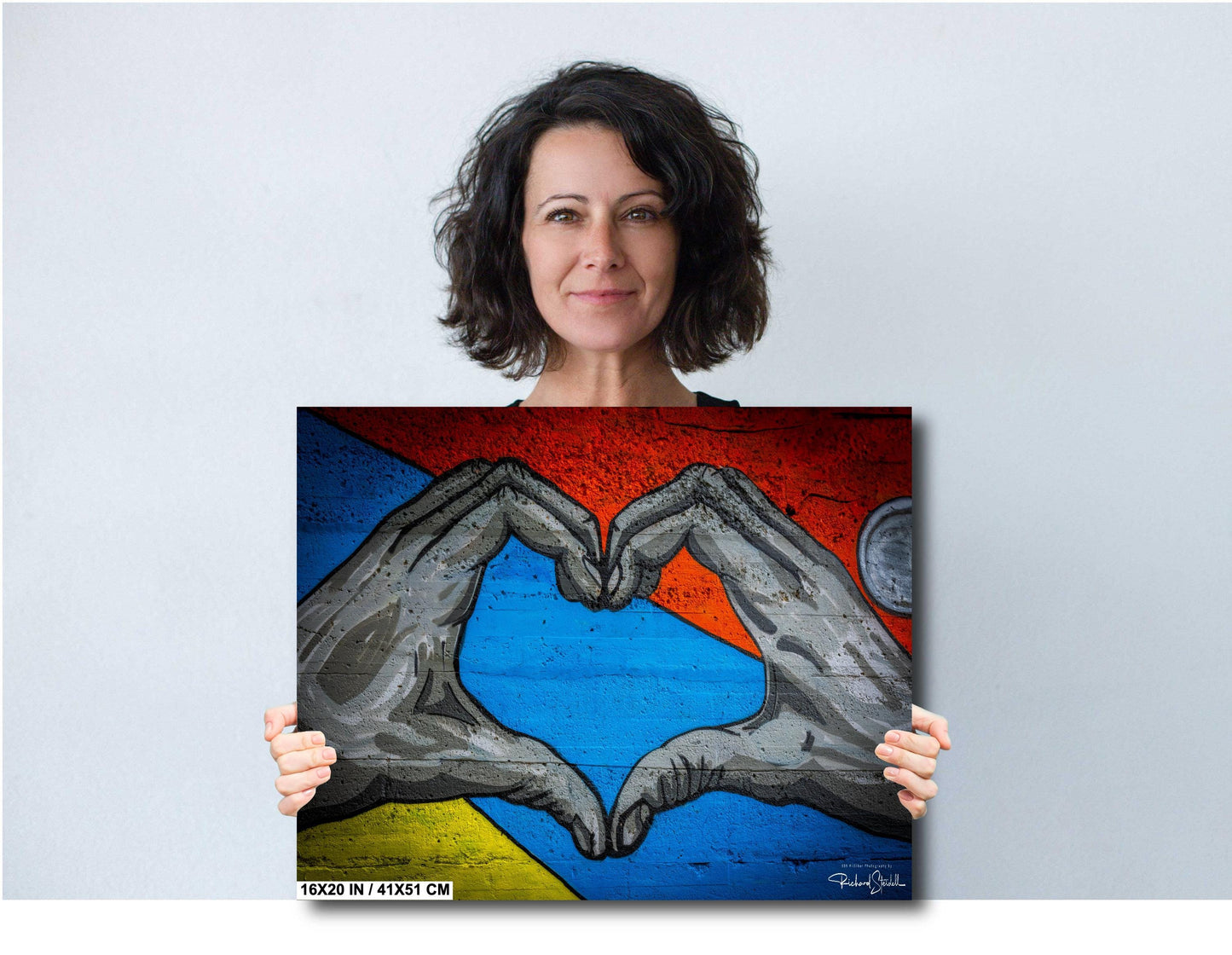 Heart Hands Street Art - Bold Urban Graffiti Print | Colorful Mural Photo Decor