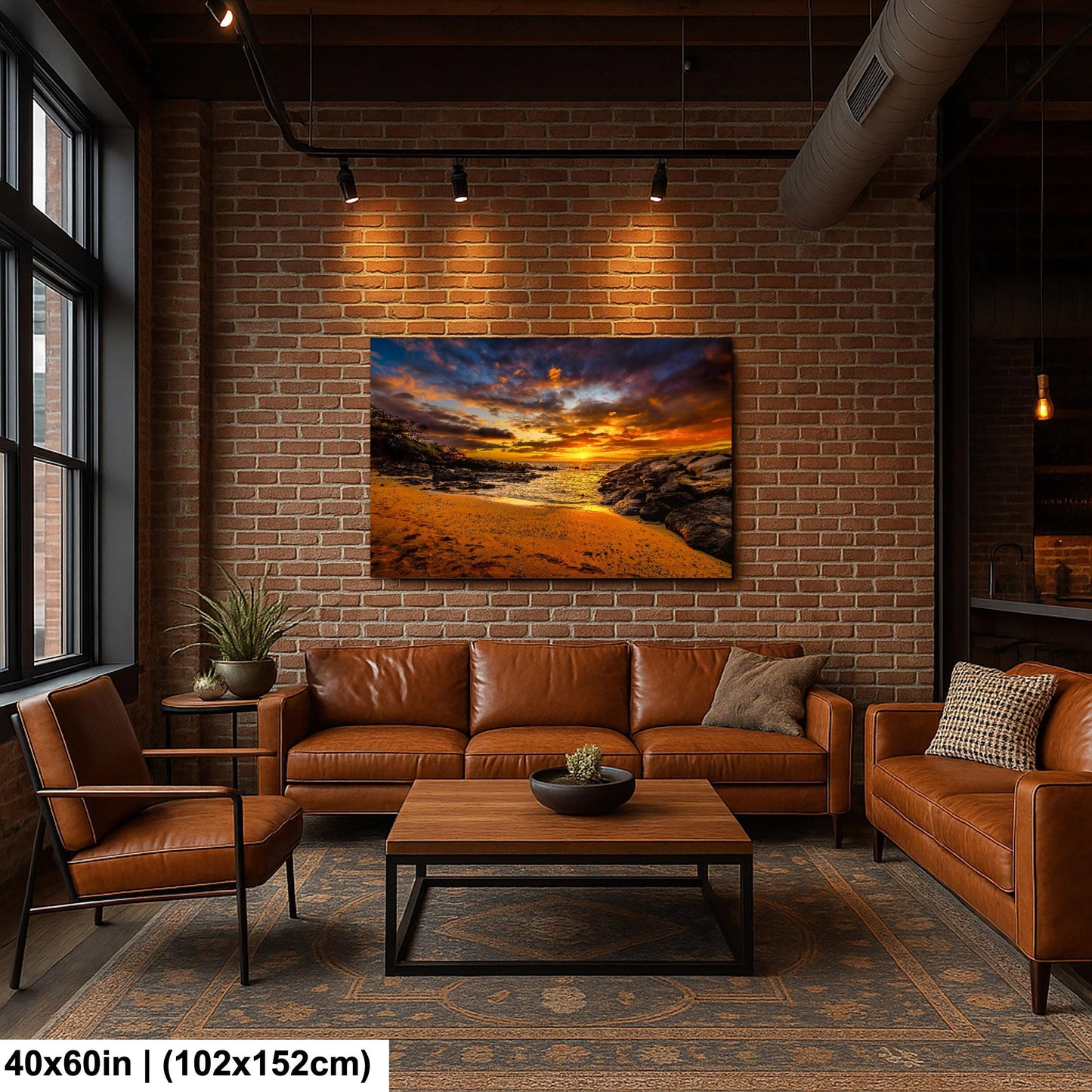 Sunset Wall Art - Maui Beach Print | Tropical Palm Artwork on Ready to Hang Canvas