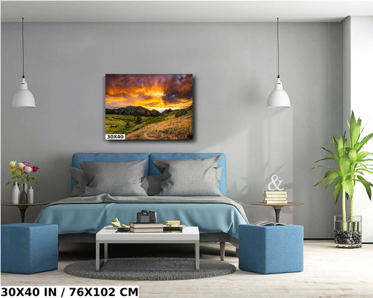 Boulder Flatirons Sunset | Mountain Wall Art - Vibrant Colorado Landscape Print