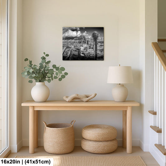 Dallas Cityscape Wall Art Black and White- Ready to Hang