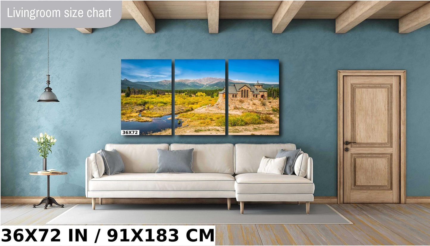 Chapel on the Rock Print - Rocky Mountain Wall Art | Colorado Nature Decor Canvas