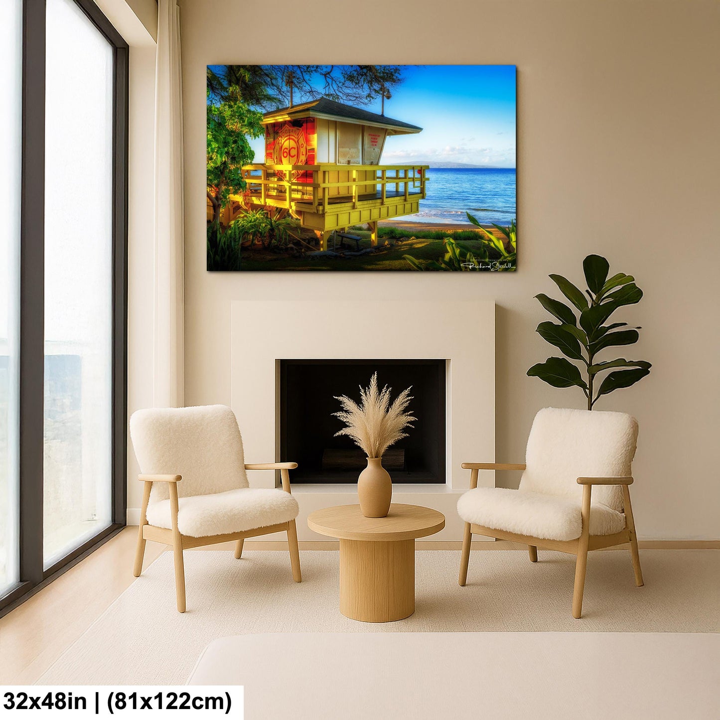 Maui Lifeguard Post Wall Art - Tropical Coastal Print | Ready to Hang Canvas