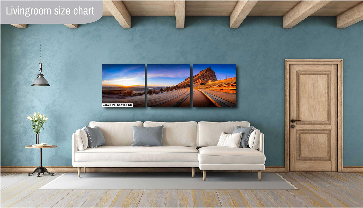 Red Rocks Landscape Print – Panoramic Sunrise Canvas Decor | Ready to Hang Art