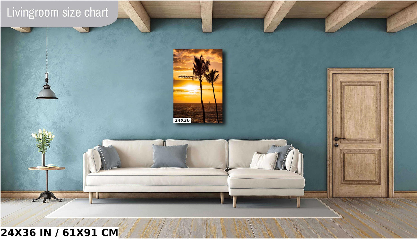 Maui Sunset Wall Art – Tropical Wall Decor | Hawaii Metal Print, Beach Scene Photo