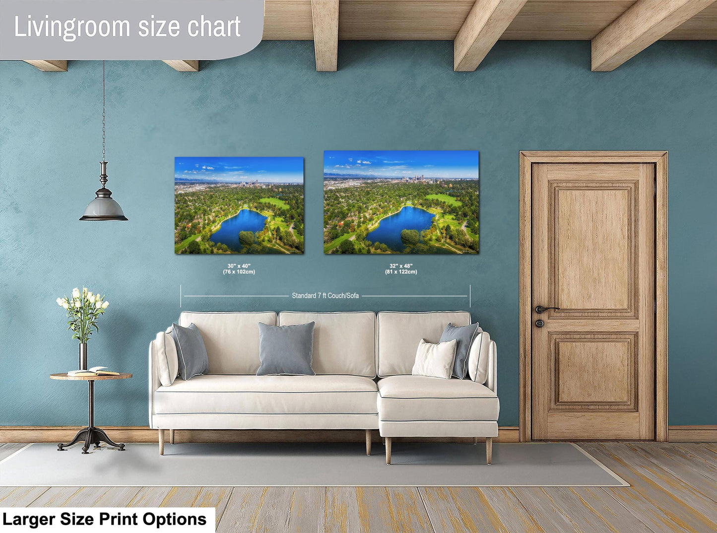 Denver Skyline Wall Art – Washington Park Urban Artwork Print on Canvas