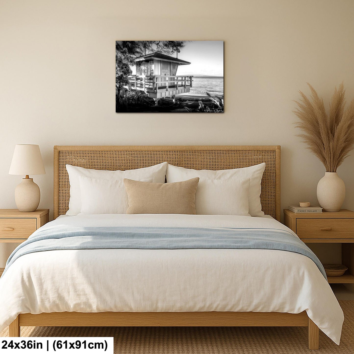 Maui Lifeguard Photo Print, Coastal Wall Art (Black & White)