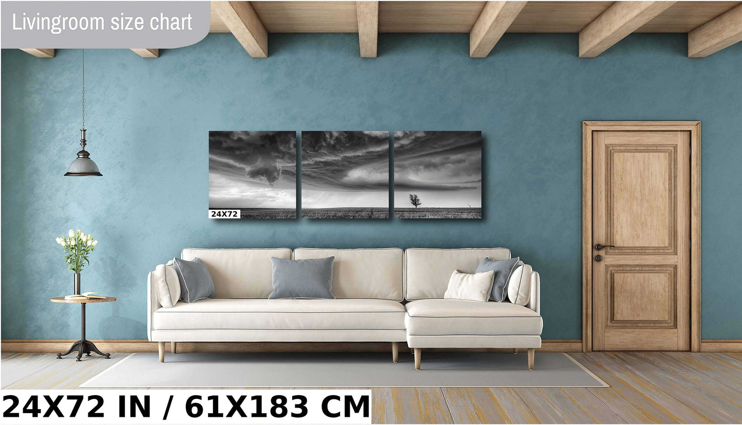 Black and White Storm Cloud Art – Dramatic Supercell Nature Print Canvas