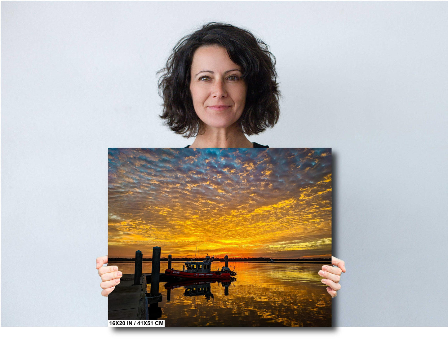 U.S. Coast Guard Wall Art – Nautical Photo Canvas | Vivid Sunrise Boat Print