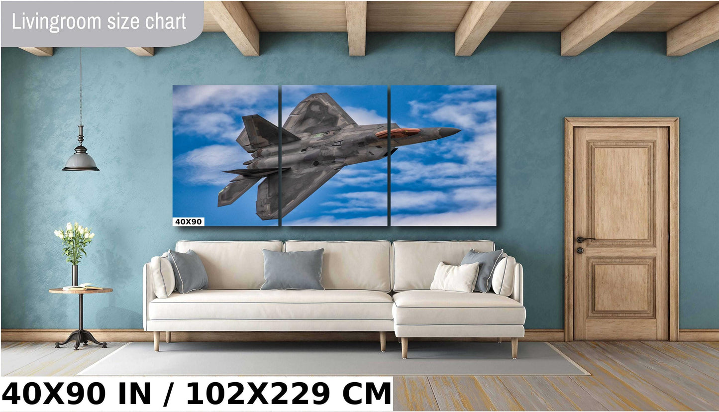 F22 Raptor Wall Art – Military Aircraft Decor | Stealth Jet Canvas Print
