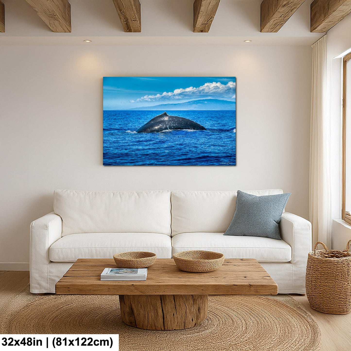 Humpback Whale Wall Art, Ocean Animal Print (Canvas, Metal, or Acrylic)