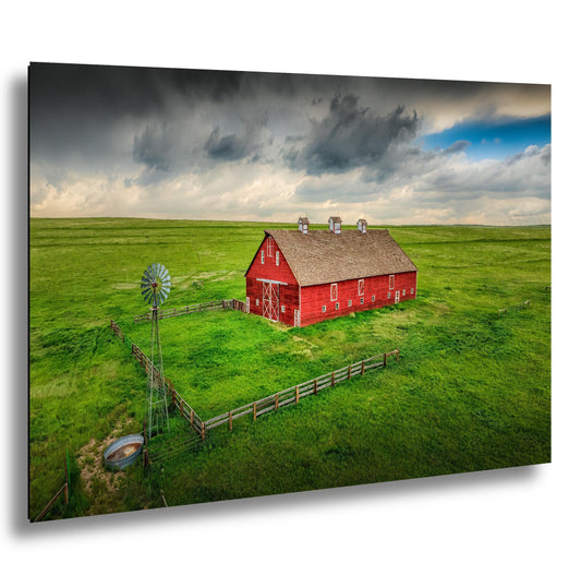Farmhouse Wall Art – Weathered Barn Art With Stormy Sky Canvas | Rustic Wall Decor