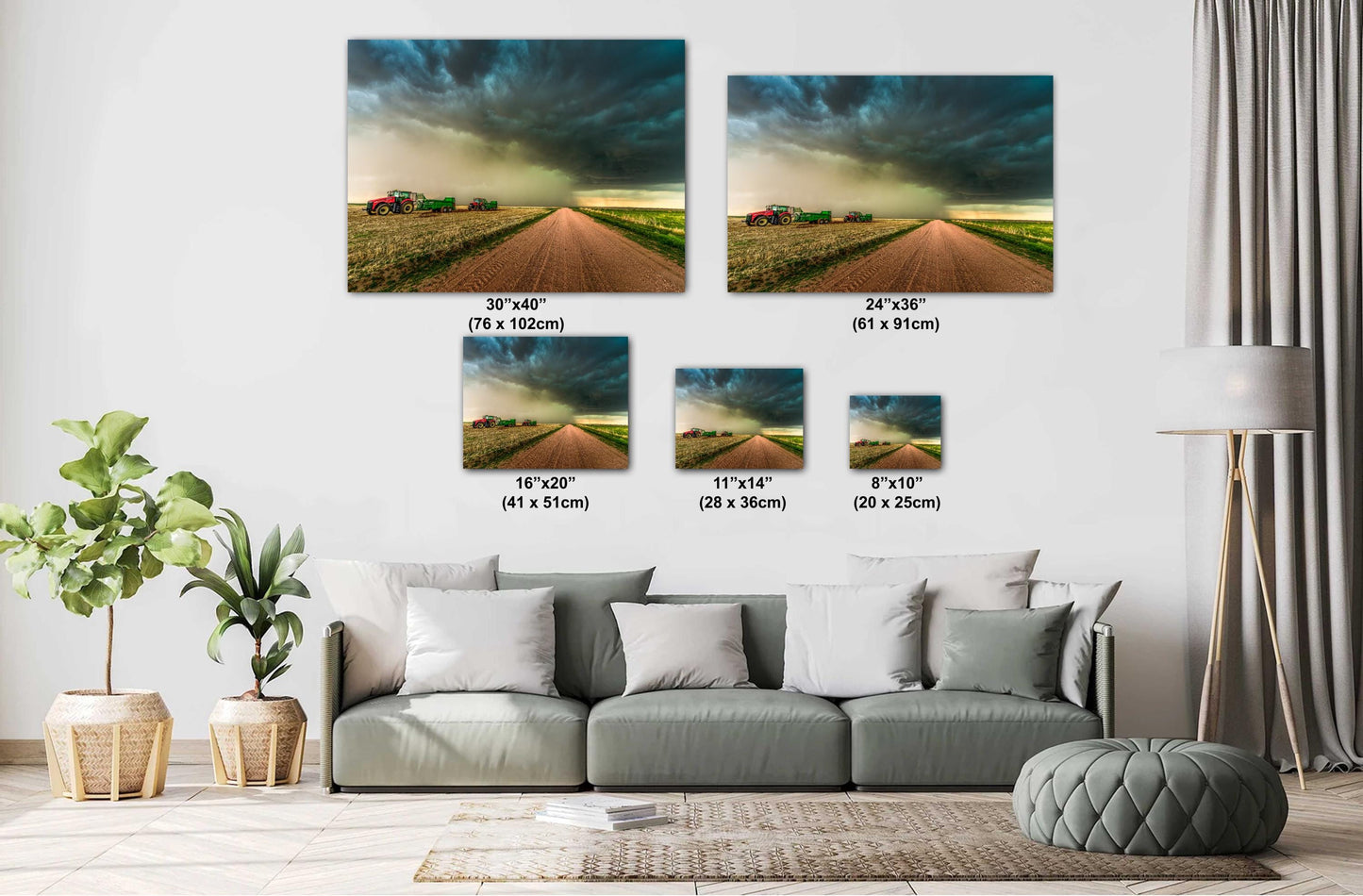Tractor Wall Art - Dramatic Farm Landscape Print | Rustic Country Decor