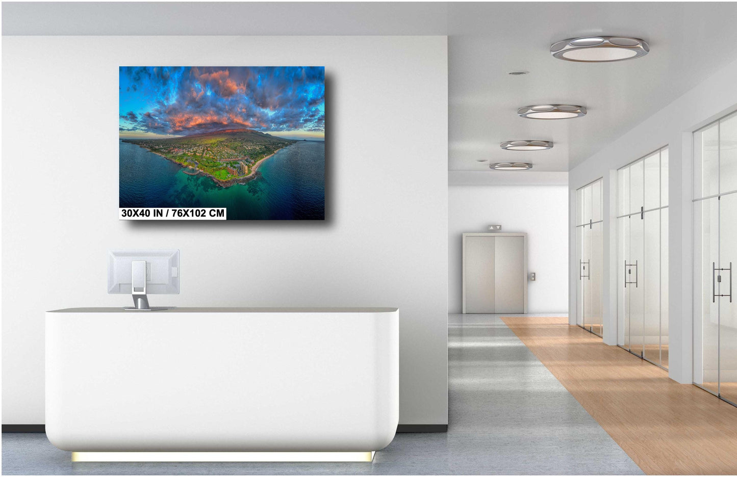 Maui Sunset Photo - Vibrant Ocean Sunset on South Kihei Print | Wailea Wall Art