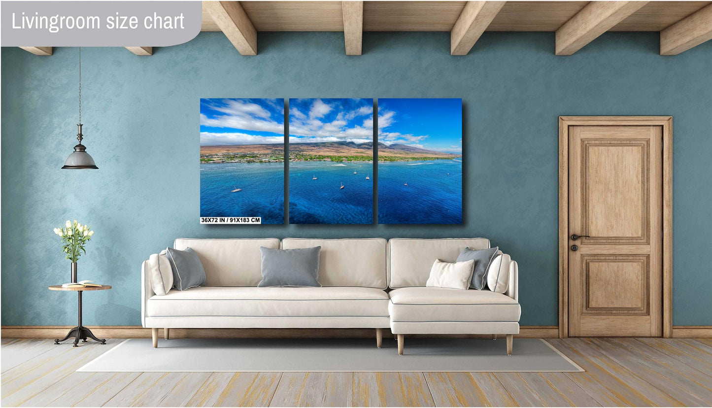 Maui Wall Art Lahaina Harbor Pre Fire Photo Canvas Print Hawaii Metal Wall Decor