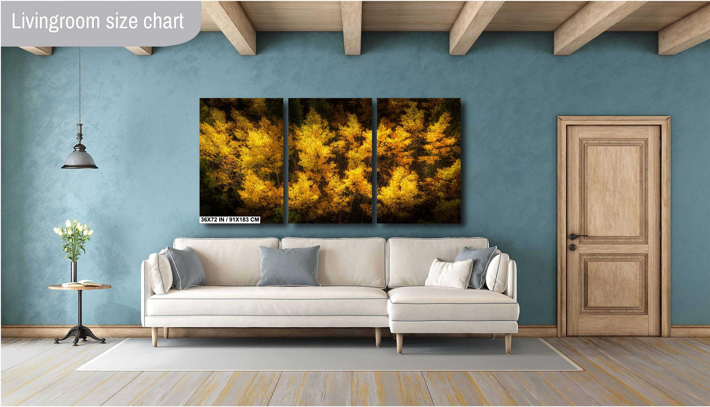 Golden Aspen Trees Print - Vibrant Fall Foliage Canvas | Nature Wall Decor