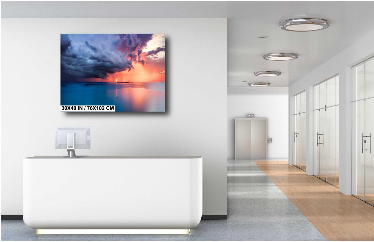 Sunset Ocean Wall Art - Tropical Seascape Art | Dramatic Sky Photo Canvas Print