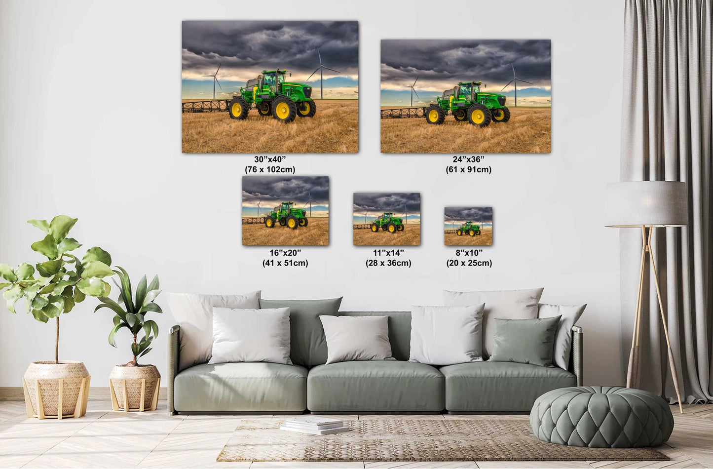 John Deere Tractor Wall Art - Dramatic Farm Landscape Print | Rustic Country Decor
