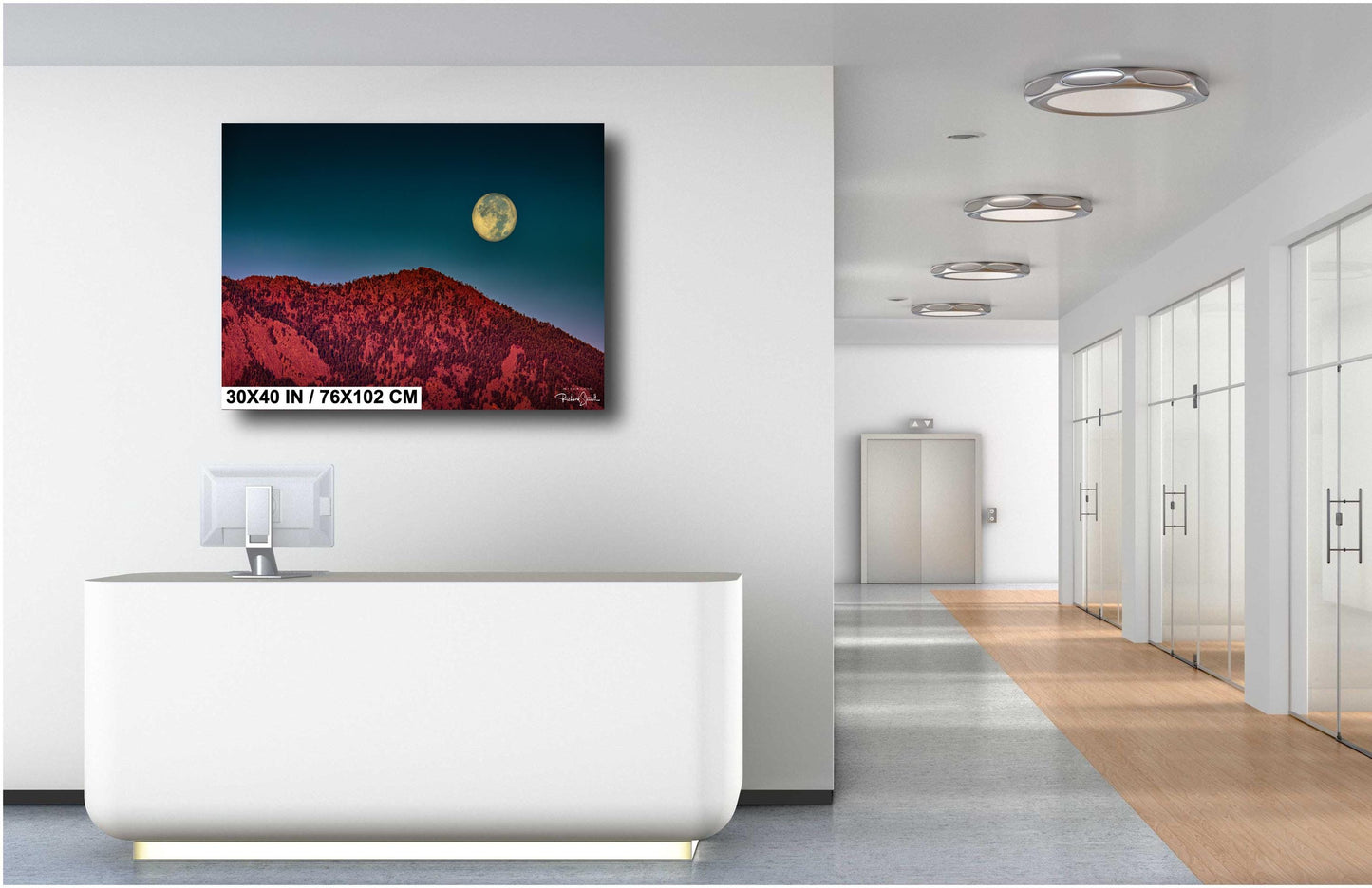 Boulder Flatirons Wall Art – Full Moon Sunrise Print | Colorado Mountain Decor