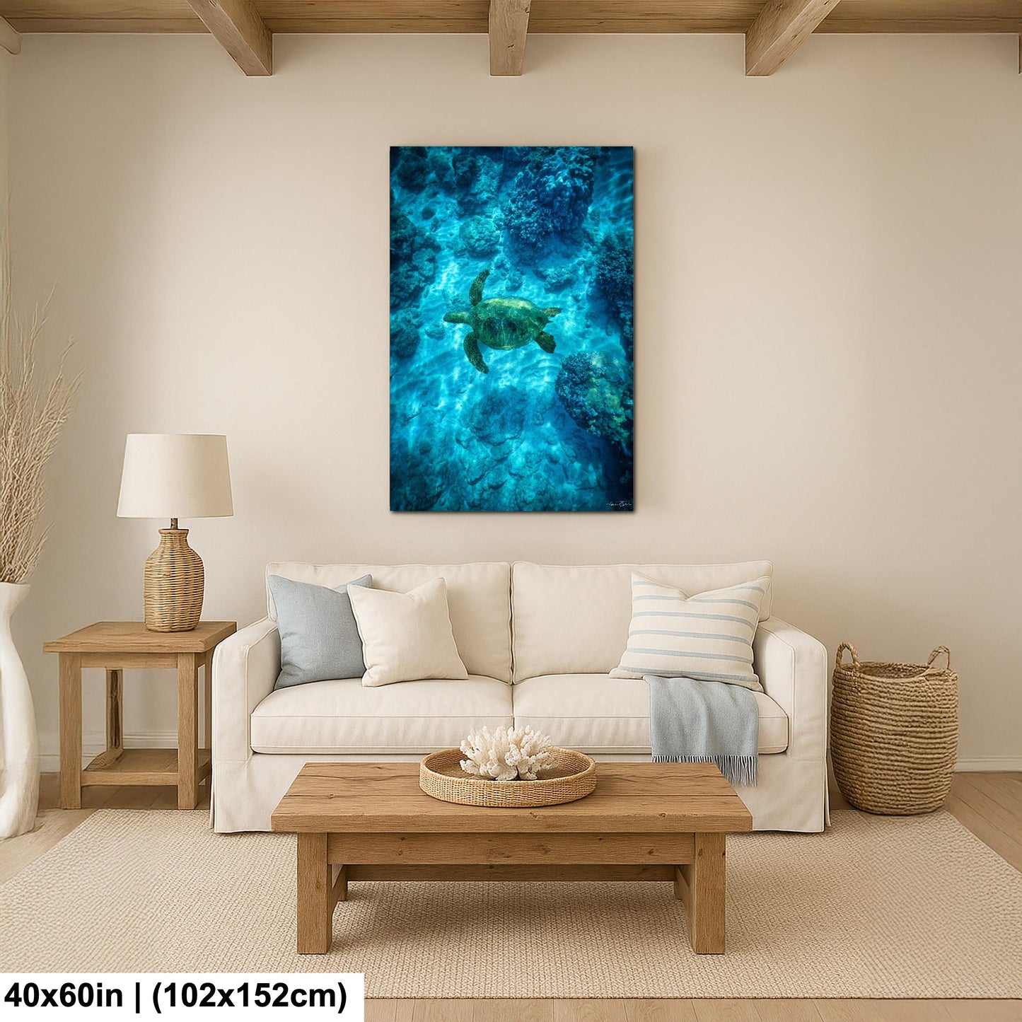 Sea Turtle Wall Art: Maui Ocean View - Tropical Coastal Decor