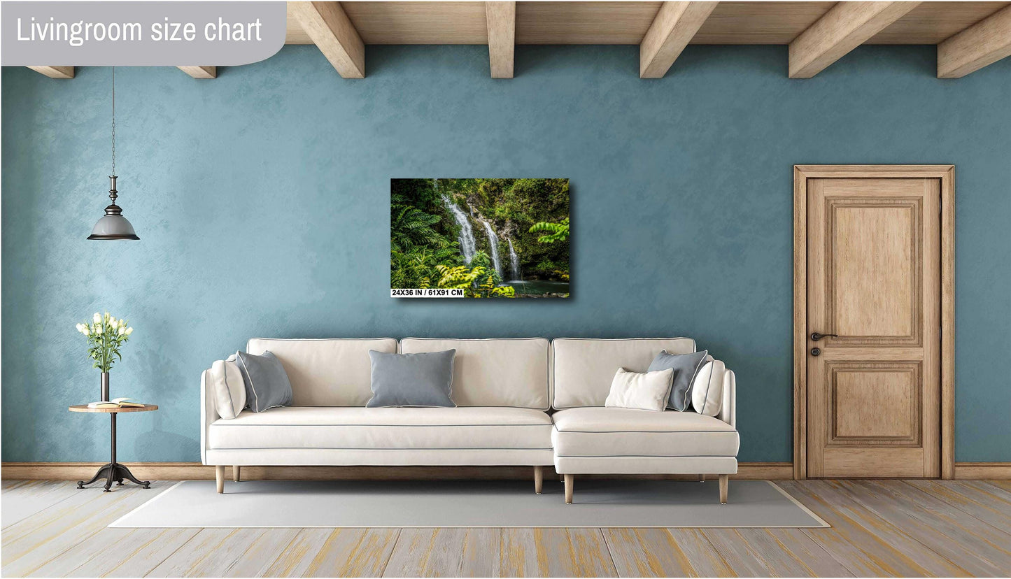 Maui Waterfall Wall Art – Hawaiian Tropical Print | Ready To Hang Canvas, Acrylic