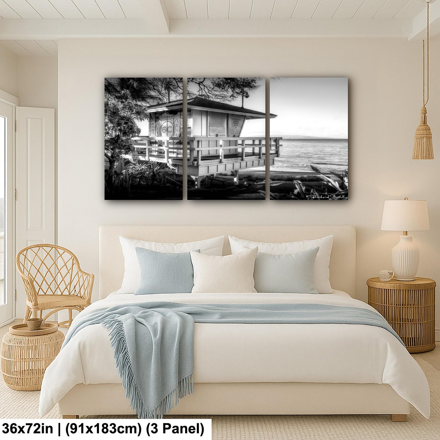 Maui Lifeguard Photo Print, Coastal Wall Art (Black & White)
