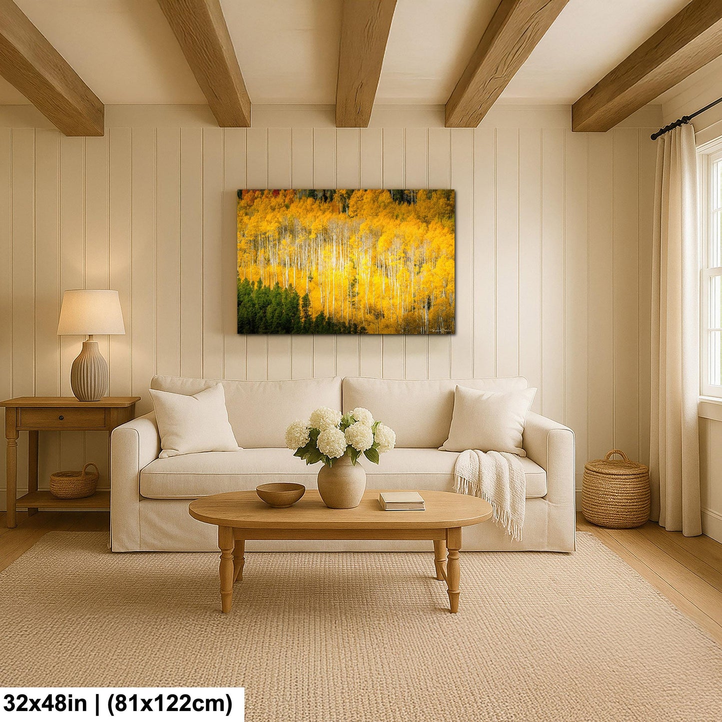 Colorado Aspen Tree Print - Rustic Autumn Mountain Wall Art with Yellow Aspen Leaves