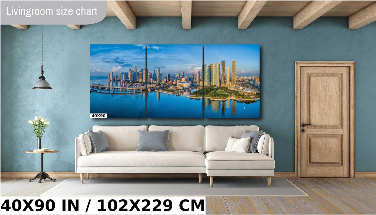 Miami Skyline Wall Art - Panoramic Cityscape On Premium Photo Paper Print