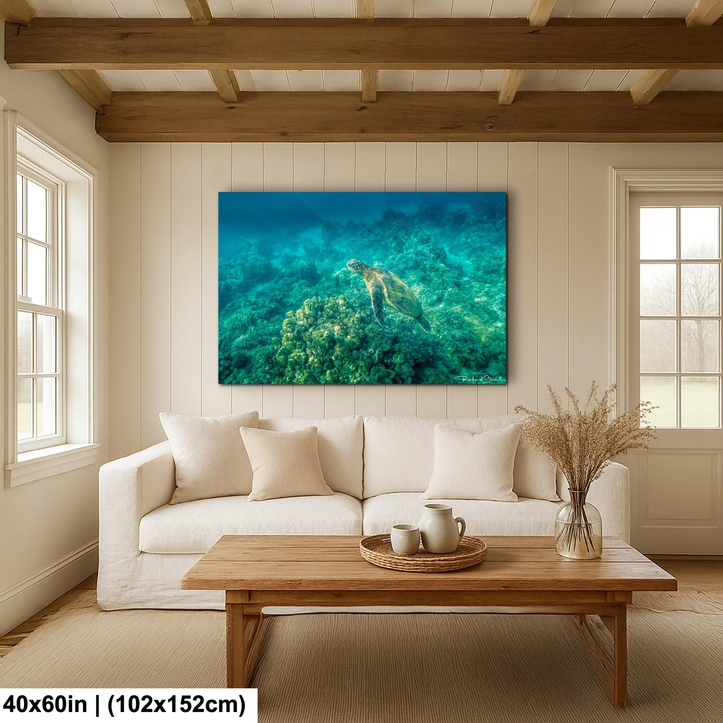 Sea Turtle Wall Art: Maui Ocean View - Tropical Coastal Decor