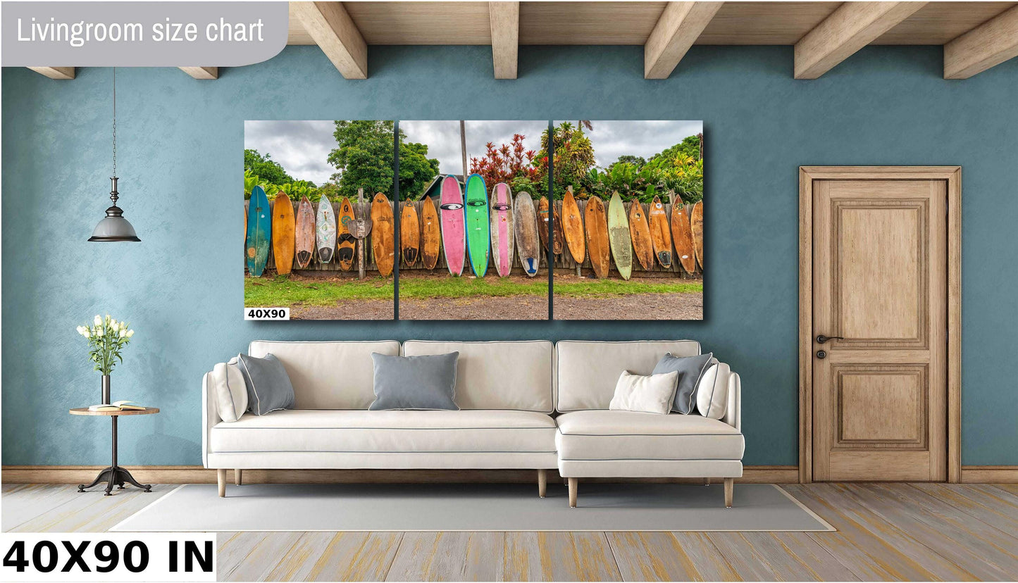 Surfboards Wall Art | Coastal Beach Decor - Modern Ocean Wave Poster