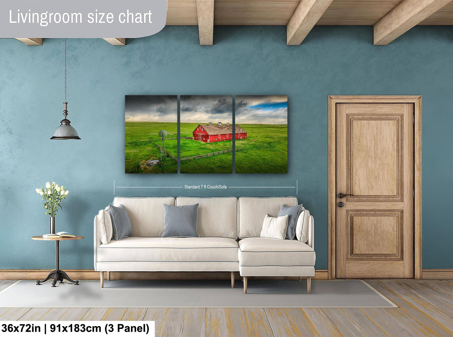Farmhouse Wall Art – Weathered Barn Art With Stormy Sky Canvas | Rustic Wall Decor