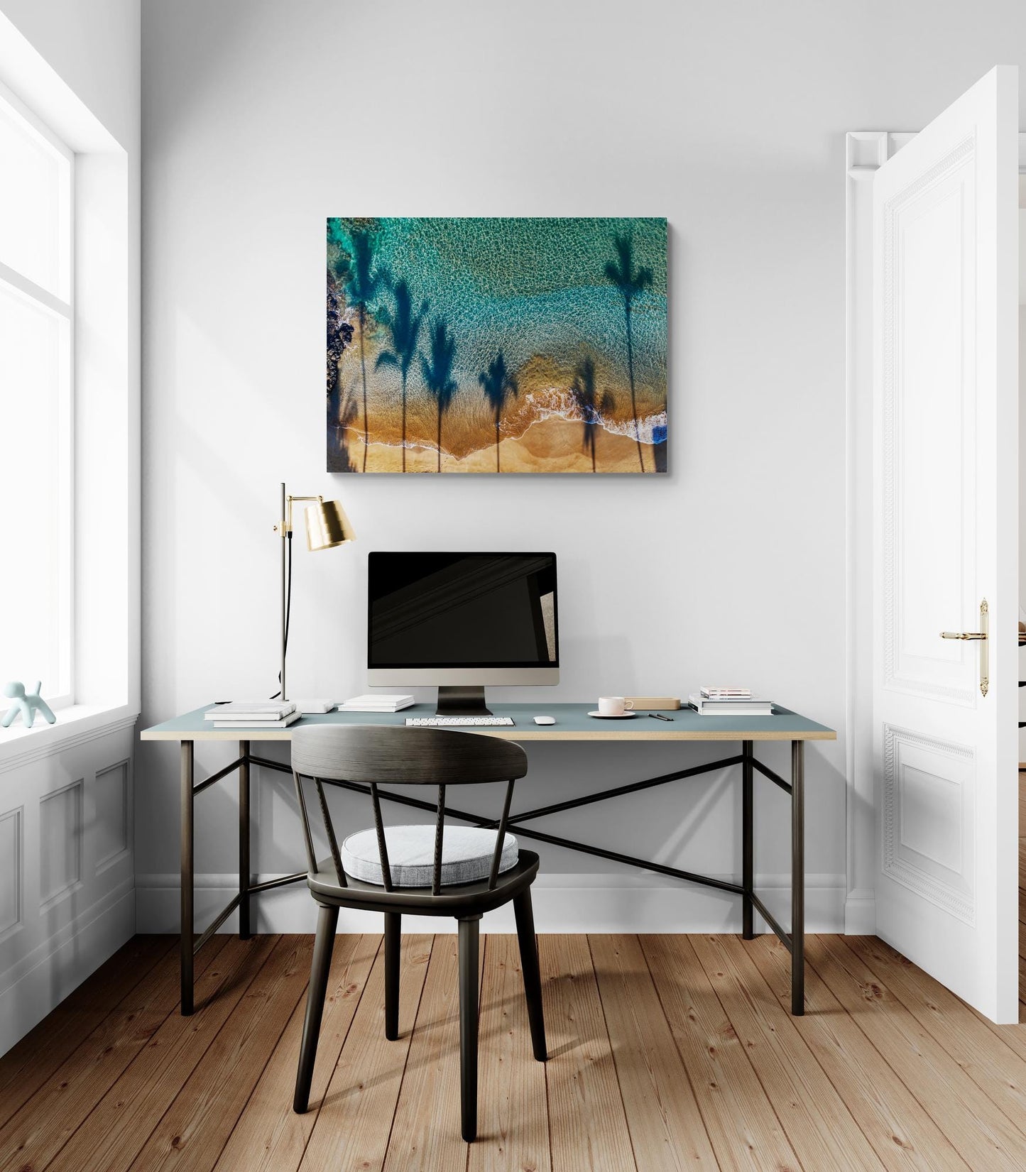 Maui Wall Art - Tropical Palm Tree Shadows Beach Photography Print | Coastal Decor