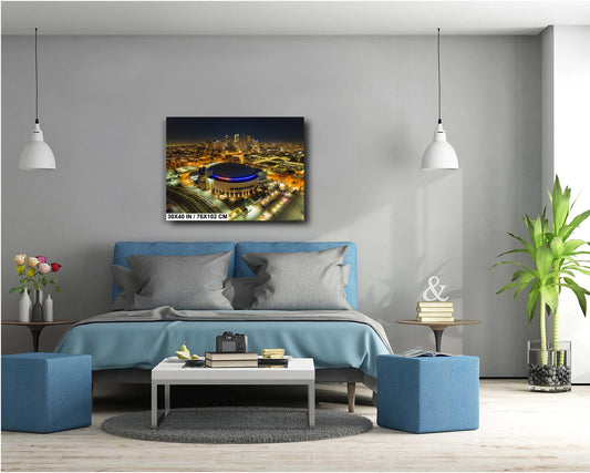 Denver Skyline Photo - Vibrant Cityscape Wall Art | Ball Arena Night Print