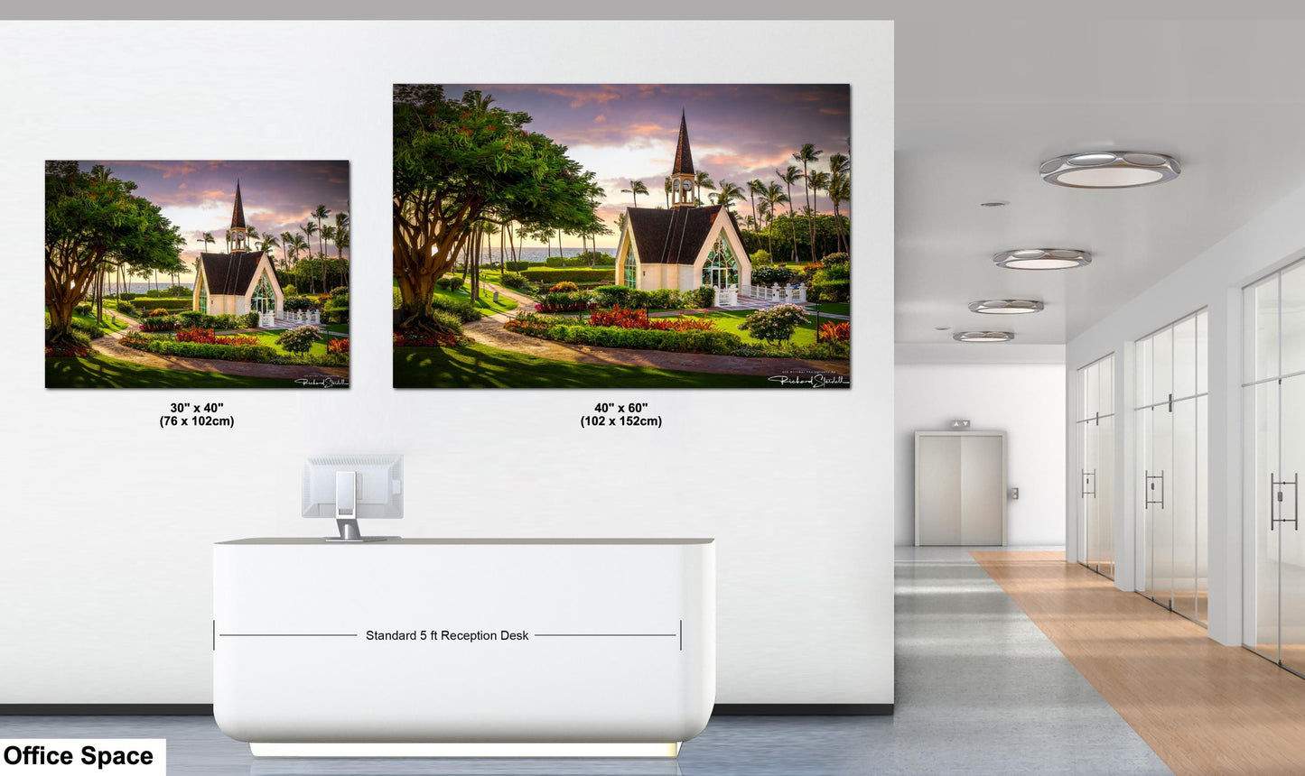 Wailea Chapel Maui Print, Tropical Sunset (Ready to Hang or Paper)