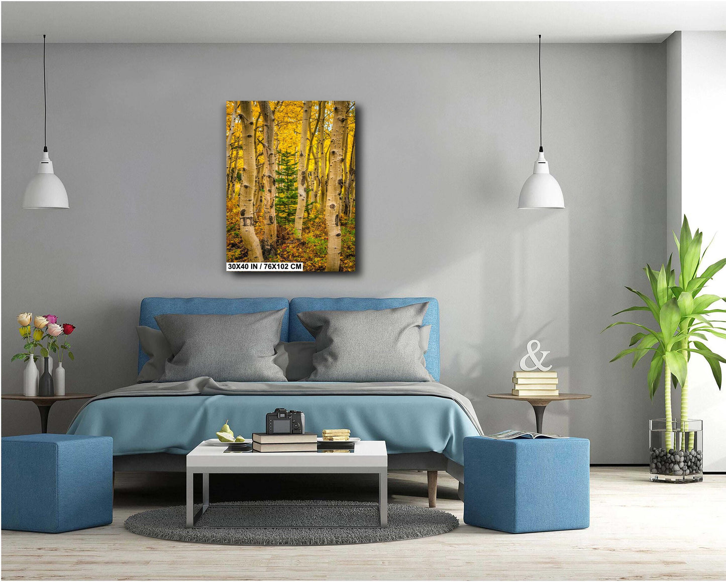 Colorado Aspen Wall Art – Large Autumn Tree Decor with Golden Leaves & Mountain Landscape Print