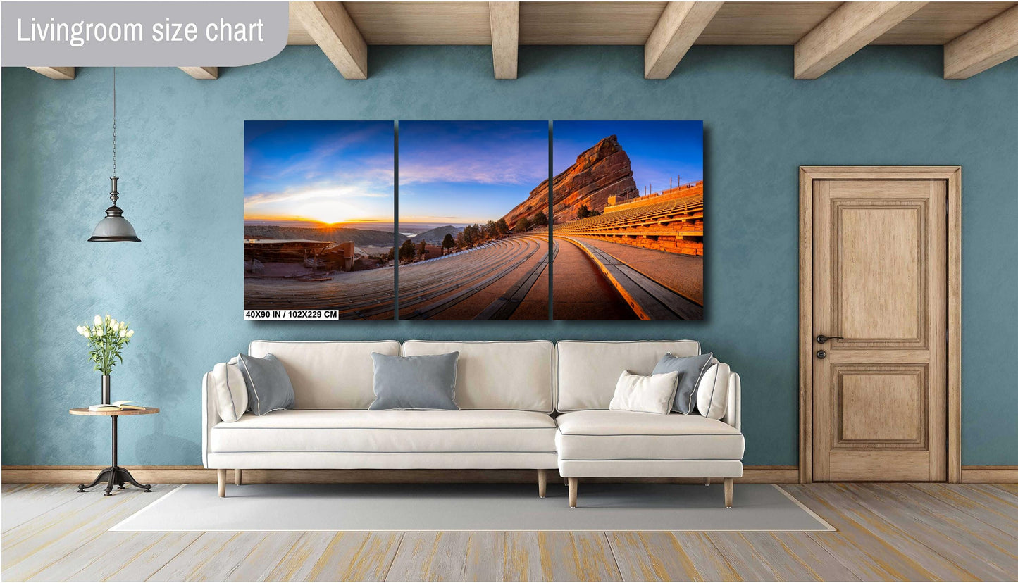 Red Rocks Landscape Print – Panoramic Sunrise Canvas Decor | Ready to Hang Art