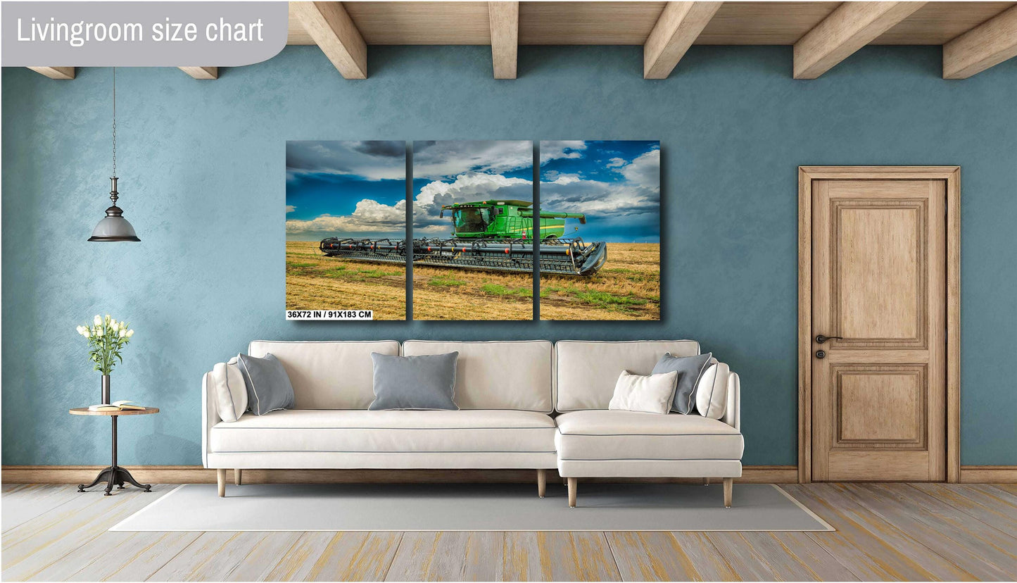John Deere Tractor Wall Art - Dramatic Farm Landscape Photography Print | Rustic Country Decor