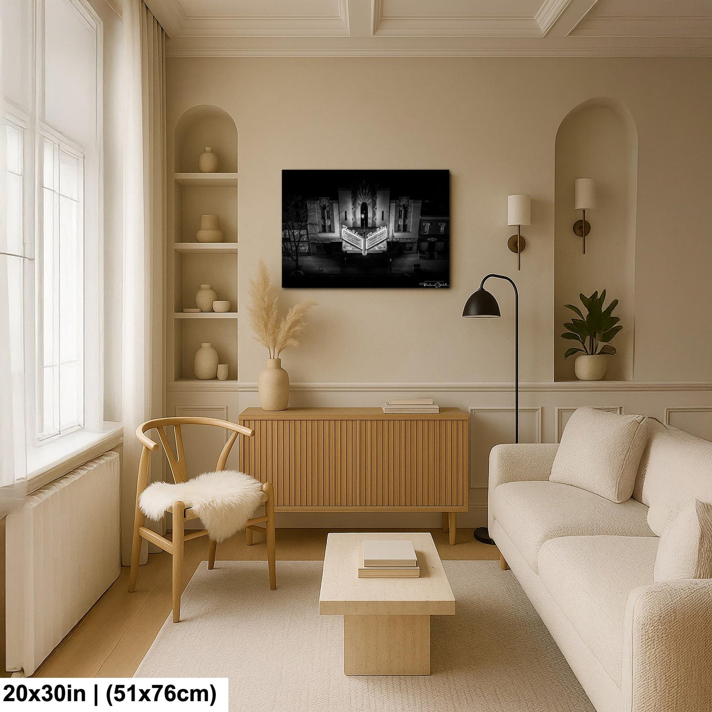 Boulder Theater Wall Art Canvas Acrylic (Ready to Hang, Black and White)