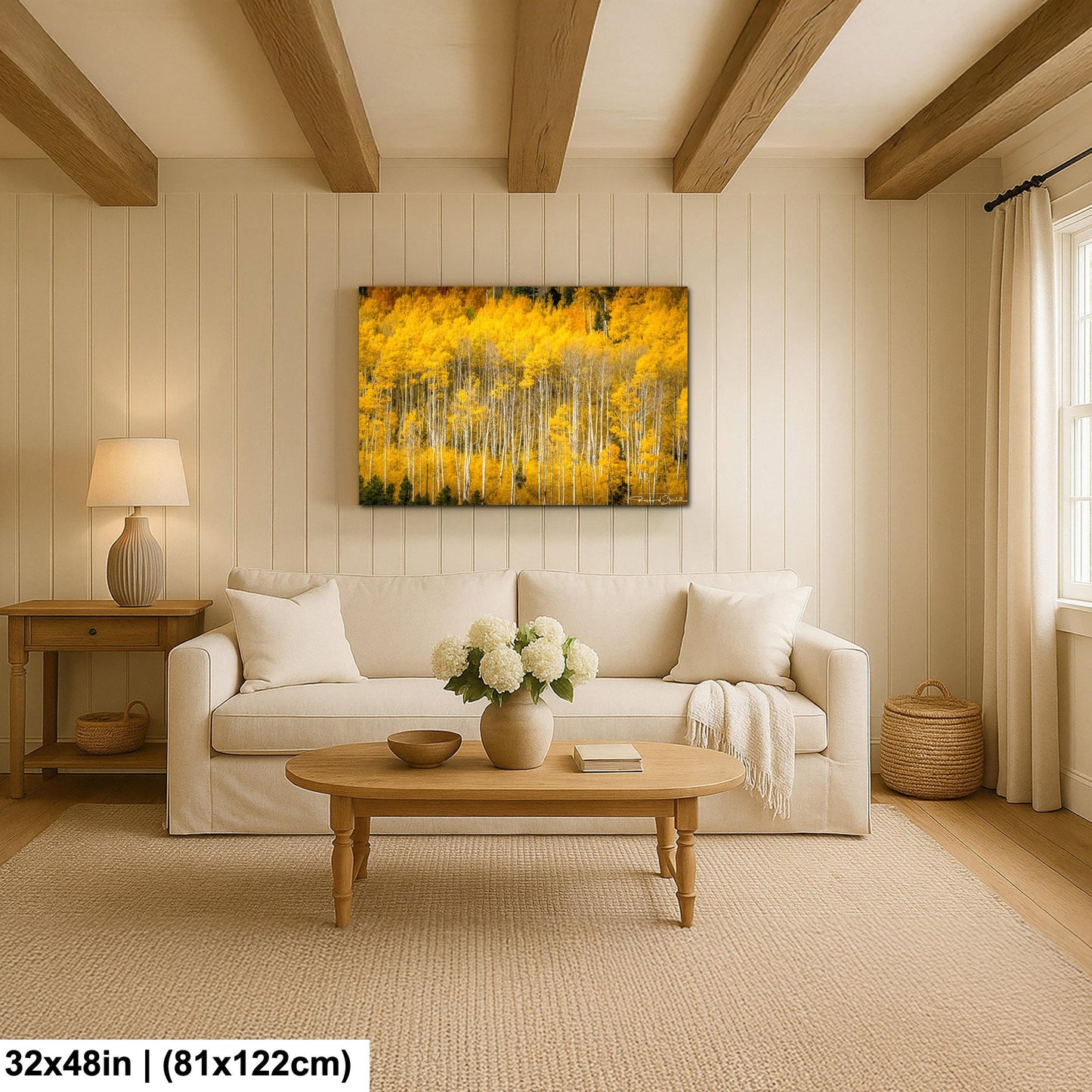 Colorado Aspen Tree Print - Rustic Autumn Mountain Wall Art With Golden Leaves