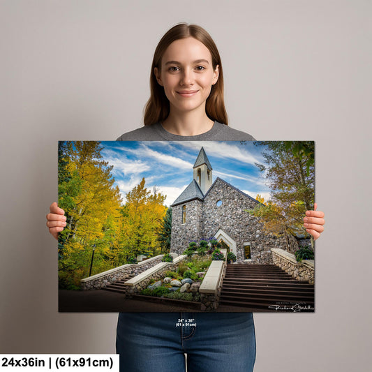 Colorado Wall Decor - Beaver Creek Chapel Rustic Fall Colors Canvas Print