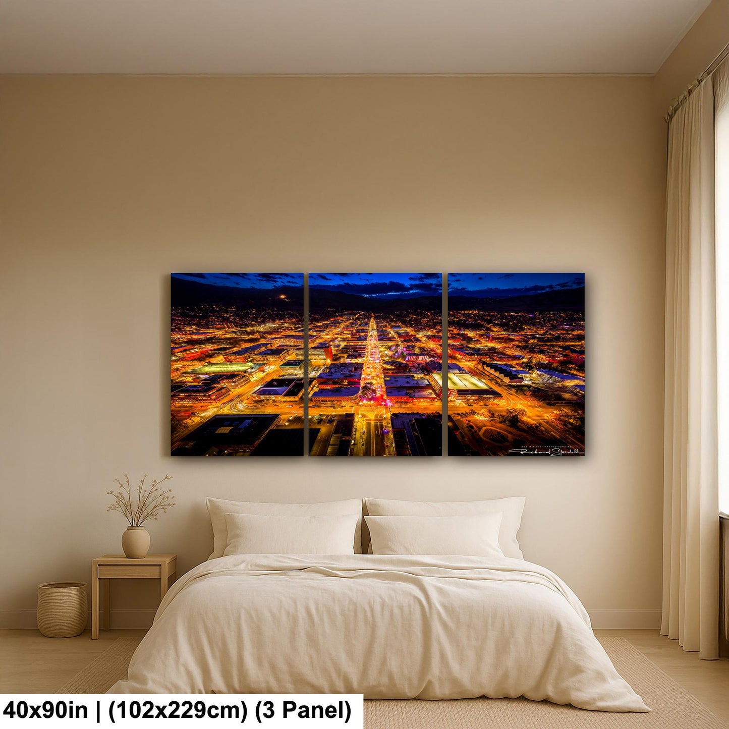 Boulder Night Aerial Photo, Downtown Pearl Street (Canvas or Metal)